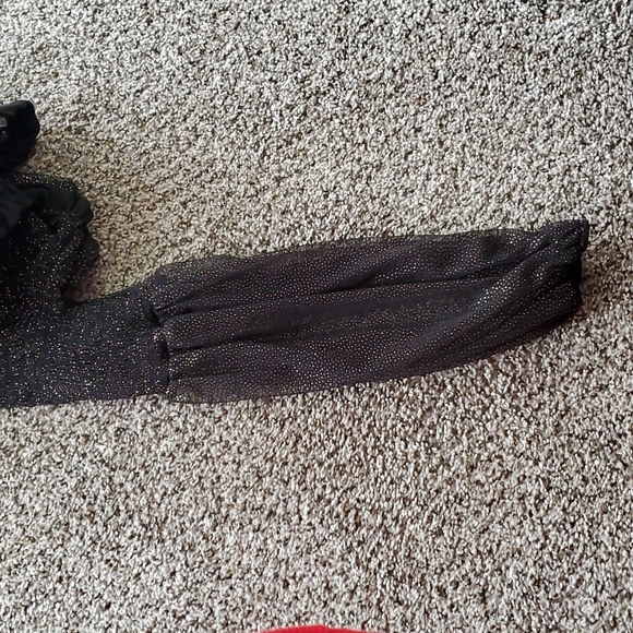 BLK/GOLD SHEER IRIDESCENT HI-LOW SHIRT SZ. L - Picture 6 of 7